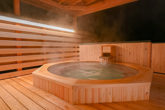 Open-air bath at night