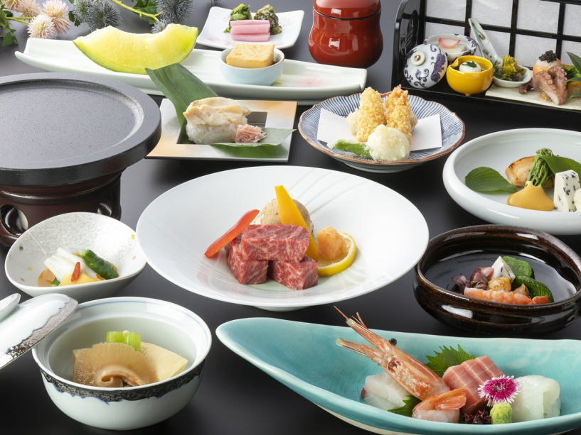 近江牛石焼ステーキをメインにした会席(一例) 近江牛石焼ステーキをメインにした会席(一例)