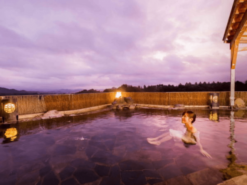 景色が美しい和風空中露天風呂