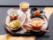 【前菜】カニの和え物・カニ味噌豆腐・カニの卵黄そぼろ・カニアーモンド揚げ・カニたっぷりグラタン