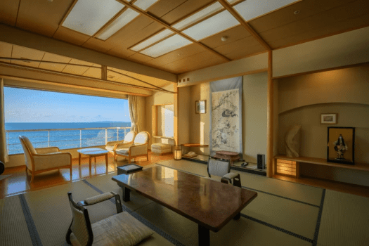 【そよ風館最上階和洋室『海楼』】露天風呂付きの最も広い和洋室タイプの客室。