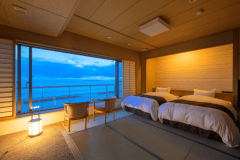 【そよ風館海天楼（和室ベットルーム）】13畳の和室にシングルベットが2台付いた和室ベットタイプ。