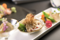 【夕食レストラン】『山海美食の饗宴』～村上牛鉄板焼き+のど黒の藁焼き藻塩添え+鮑の３種盛り～