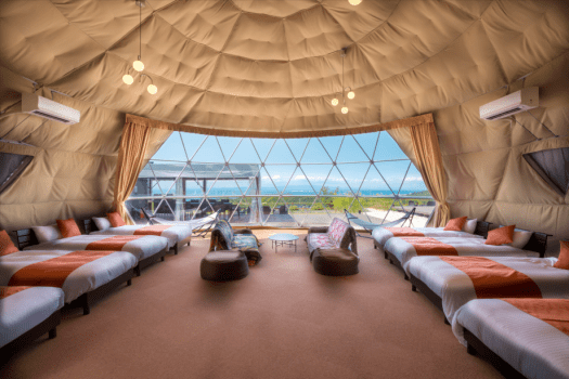 【大型圆顶帐篷】 8张床・264㎡ <"豪华"> 美妙的景色，直径10米的圆顶帐篷