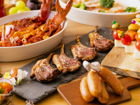 【パーティープラン】ピンチョスやピザ、骨付き肉も☆《デートや女子会、イベント》ならこれ！【２食付】
