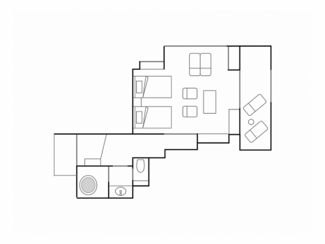 *【龍の間（至高の空間）】B1F（テラス＆温泉五右衛門内湯付）/間取り図
