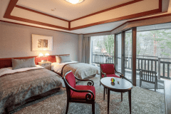 トップフロアスタンダードアルプスツインルーム一例（※お部屋の位置により、間取りは異なります）