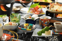 【基本|宝生亭会席】魚屋「桑原」目利きの朝獲れ刺身4種盛◆名物うま辛味噌の陶板焼と美肌の湯 【基本|宝生亭会席】魚屋「桑原」目利きの朝獲れ刺身4種盛◆名物うま辛味噌の陶板焼と美肌の湯