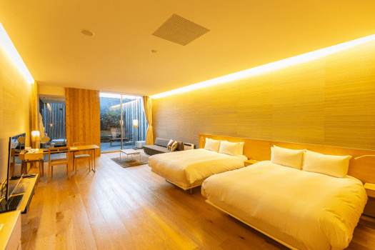 【デラックスツイン】56平米。ジャグジー完備。全室禁煙(※テラスにて喫煙可)