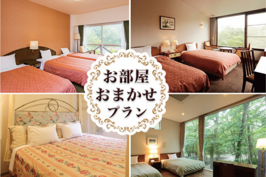 宿泊館・お部屋タイプはホテルへおまかせとなります