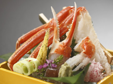【最高級！タグ付活松葉蟹2杯相当♪雅の膳】かに刺し、焼きガニ、蟹すき、茹でかにの四種料理をご堪能