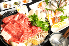 【お部屋食】オーシャンビューのヴィラでの『オリーブ牛のすき焼き & お造り盛り合わせ』プラン