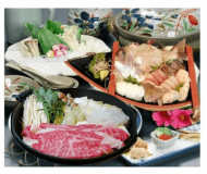 佐賀牛すき焼き＆新鮮魚介 舟盛り アワビのバター蒸し焼き付　お肉もお魚も食べたい方にオススメ！