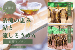 【日帰り】清流の恵みを味わう。炭火で焼く鮎と流しそうめん体験プラン＜2時間利用＞