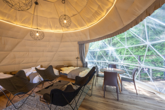 【No Smoking】 Glamp C（up to 4 guests）pets allowed  [lit-up forest side]