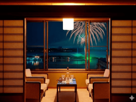 お部屋から片山津納涼花火を独占
こちらの画像は基本和室からのイメージ画像となります。