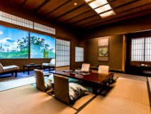 【大部屋一例】和室2間は離れていますので、グループや三世代旅行にオススメ♪お部屋からは湖と庭園をご覧いただけます。