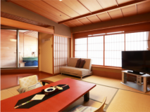 【源泉！露天風呂付和室イメージ】本間＋次の間付。24時間好きな季（とき）に温泉へお入りいただけます。