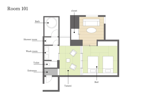 [Toshiyoshiya] 101 / Suite with semi-open-air bath（Main Building）