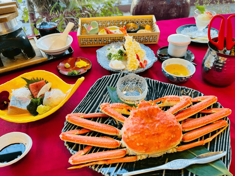 NEW！数量限定「日帰り温泉休憩5Hｘ昼食付き」　ズワイ蟹丸ごと1匹会席ランチ　5時間休憩プラン（10：30～15：30）
