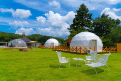 ◆ガーデンドーム◆-7Mドームテント・専用ファイヤーピット-