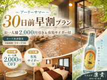 *早割30特典のありまサイダーてっぽう水と2000円OFF
