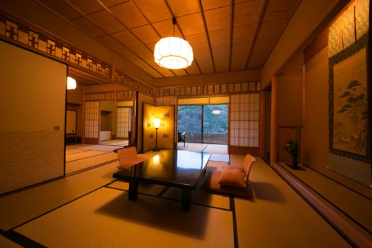 【Type A】(Suite room) Sukiya-Style Corner Suite with a private bath (Hot springs) (74 m²/800 sq ft)