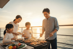 ＜素泊り＞専用BBQガスグリル付！お好みの食材を持ち込んで自由にグランピングと海景ジャグジー