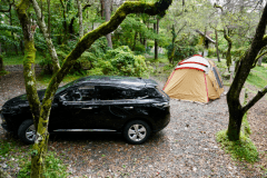 車1台と２ルームテント1張がちょうど収まるサイズです。