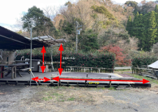 デッキのサイズの参考です。写真はさくらを例で記載しています、サイトにより若干寸法が異なります。