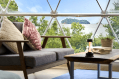 ベイテラス客室からの眺め。一部海が見えないドームもございます