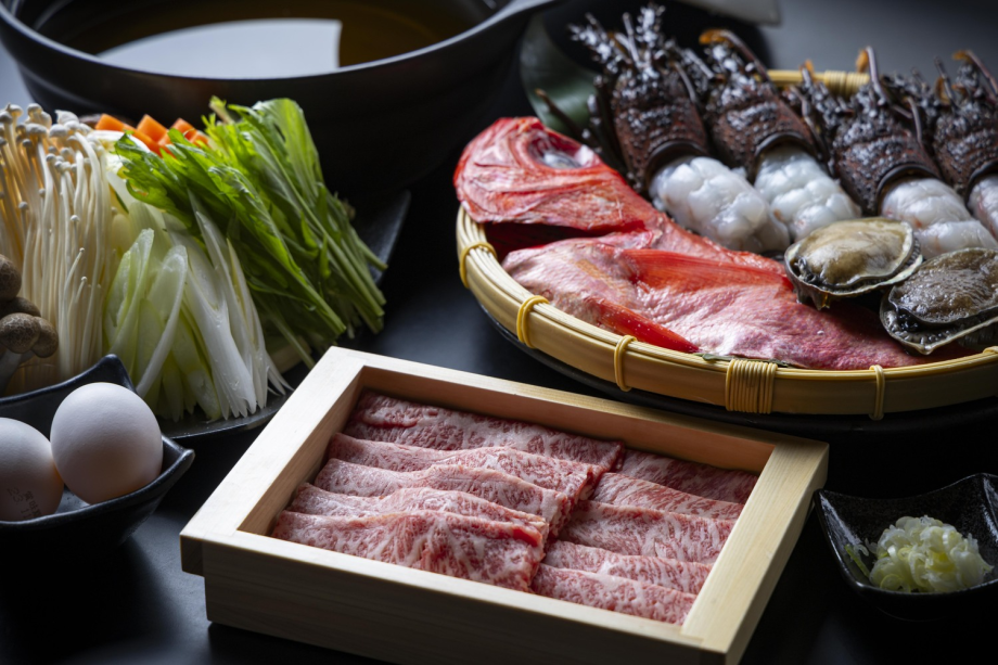 【1泊2食付き・伊勢海老しゃぶしゃぶコース】伊勢海老、かずさ和牛のしゃぶしゃぶをメインに海の幸も味わえるお部屋食コース