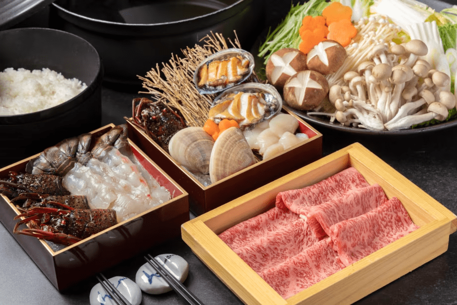 【1泊2食付き・伊勢海老しゃぶしゃぶコース】伊勢海老、かずさ和牛のしゃぶしゃぶをメインに海の幸も味わえるお部屋食コース