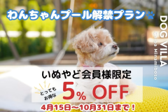 【いぬやど会員様限定・5%OFF】《室数限定🐾わんちゃんプール解禁プラン》4月15日~10月31日まで!水遊びが大好きなわんちゃんとプールで遊ぼう【選べる1泊2食付き】 【いぬやど会員様限定・5%OFF】《室数限定🐾わんちゃんプール解禁プラン》4月15日~10月31日まで!水遊びが大好きなわんちゃんとプールで遊ぼう【選べる1泊2食付き】