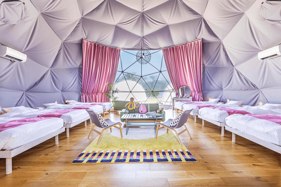 《5名以上の利用で1名無料🎁》1名分相当【14,000円】の割引ででお得に✨グループ・女子会・3世代旅行におすすめな超大型プレミアムドームStay【素泊まり/お持ち込み・お食事選択可】