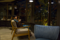 【book cafe】当館の「book cafe」で、ライトアップされた紅葉を見ながら、コーヒーを飲んでゆっくりと。