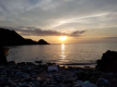 有良の浜からの夕陽サンセット（海岸右側）
