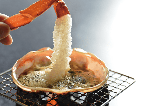 【活ガニフルコース】活ガニ１杯に選べる逸品『鮑の踊り焼き』or『和牛ステーキ』をチョイス！