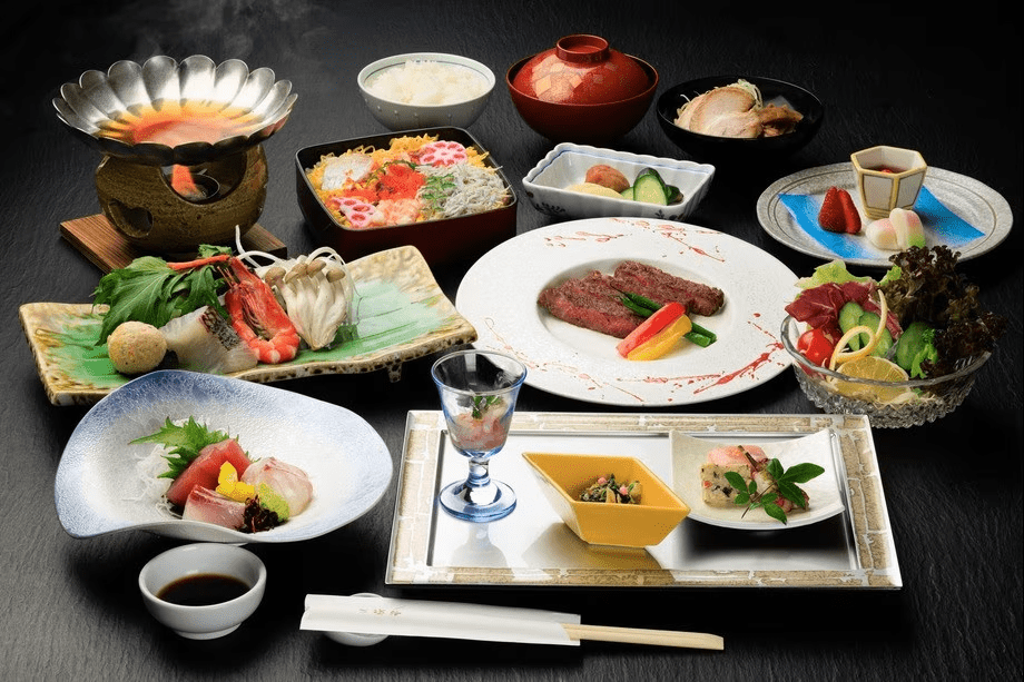 【ステーキと海鮮を楽しむ】国産牛+近海マグロ＆ミニバイキング付＜レストラン／なごみ会席＞