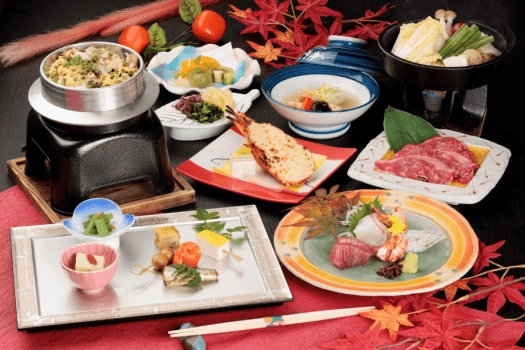 【恵会席（秋・冬のお料理一例）】露天風呂付客室ご宿泊プラン専用の、人気のスタンダード会席