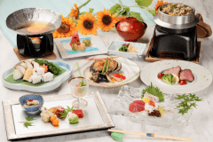 【雅会席（夏のお料理一例）】地元高級食材がメイン（夏はアワビ）のグレードアップ会席
