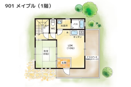 【間取りイメージ】901：メイプル（1階）