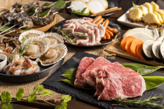 【BBQ‐プレミアム】3種の岐阜ブランド肉＋海鮮で、豪華な夜のひとときを♪（写真は4名分）