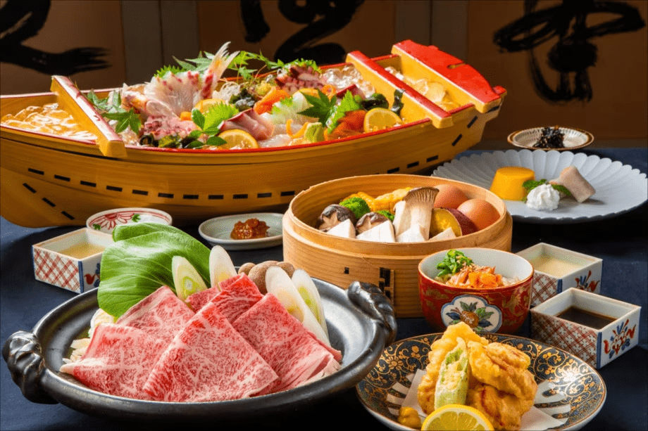 きめ細かな肉質と豊かな旨みが魅力のおおいた和牛鍋のついた贅沢会席 きめ細かな肉質と豊かな旨みが魅力のおおいた和牛鍋のついた贅沢会席