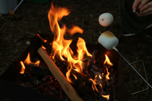 バーベキューのデザートに焼きマシュマロ♪