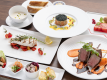 前菜からメイン（お肉とお魚料理）デザートがついた創作フレンチコース（一例）