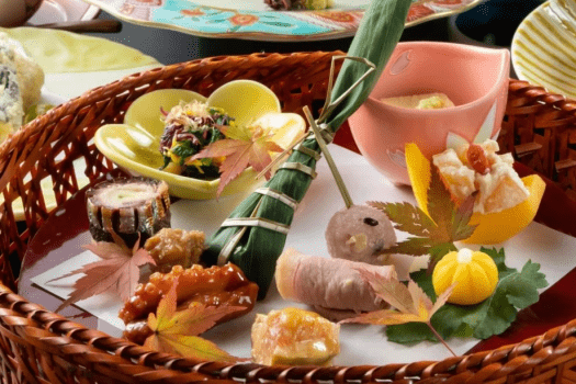 旬の味覚が詰まった前菜の籠盛