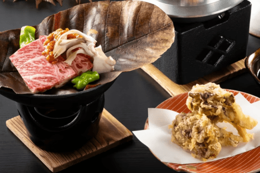 栃木牛朴葉焼き・きのこの天ぷらなど、秋の味覚をたっぷりとご堪能ください