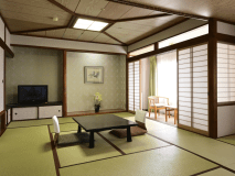 本館 和室14.5畳+レトロタイルのバスルーム　広々としたお部屋でお過ごしください