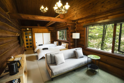 [Log house] Twin bed